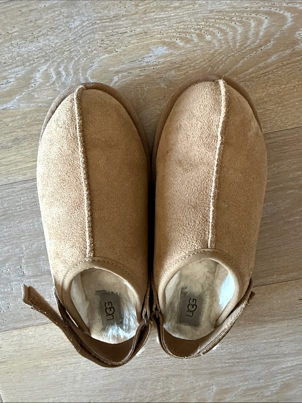 UGG Chestnut Suede Shearling Clog with Back Strap - Picture 2 of 4